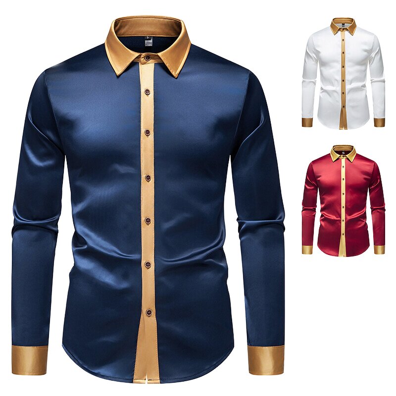 Shirt Supplier - OEM/ODM Luxury Color Blocked Satin Men's Shirt