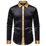 Shirt Supplier - OEM/ODM Luxury Color Blocked Satin Men's Shirt