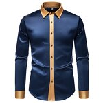 Shirt Supplier - OEM/ODM Luxury Color Blocked Satin Men's Shirt