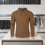 Sweater Factory - OEM/ODM Men's Slim Plaid Shawl Collar Pullover