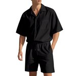 Tracksuit Set Factory - OEM/ODM Summer Casual Button V Collar Shirt Set