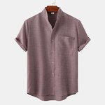 T-Shirt Factory - OEM/ODM Men's Summer Cotton Linen Stand Collar Top