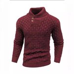 Sweater Factory - OEM/ODM Men's Slim Plaid Shawl Collar Pullover