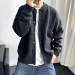 Cardigan Manufacturer - OEM/ODM Men's Loose Casual Crew Neck Jacket