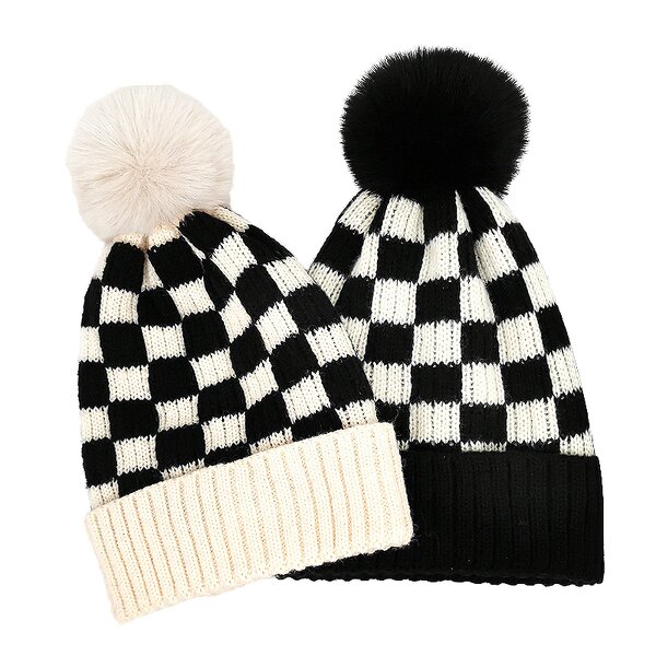 Beanie Hat Manufacturer - OEM/ODM Thick Plaid Jacquard Knit Cuff Hat