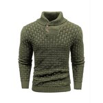 Sweater Factory - OEM/ODM Men's Slim Plaid Shawl Collar Pullover