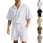 Tracksuit Set Factory - OEM/ODM Summer Casual Button V Collar Shirt Set