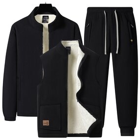 Sportswear Set Supplier - Factory Direct Men's 3-Piece Jacket Vest Set