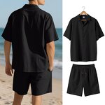 Tracksuit Set Factory - OEM/ODM Summer Casual Button V Collar Shirt Set