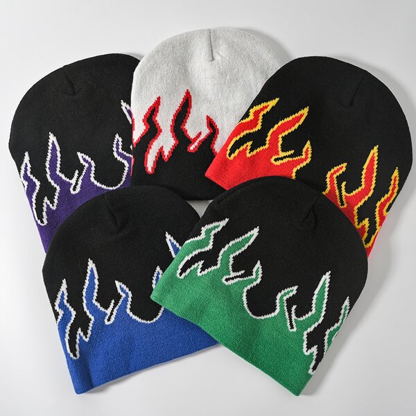 Beanie Hat Manufacturer - OEM/ODM Winter Flame Jacquard Acrylic Hip Hop Hat