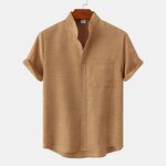 T-Shirt Factory - OEM/ODM Men's Summer Cotton Linen Stand Collar Top
