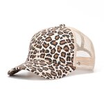 Baseball Cap Supplier - OEM/ODM Women's Leopard Printed Ponytail Trucker Hat
