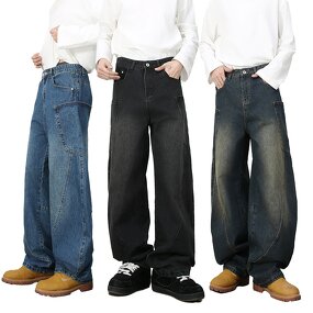 Jeans Supplier - OEM/ODM Vintage Streetwear Wide Leg Washed Jeans