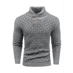 Sweater Factory - OEM/ODM Men's Slim Plaid Shawl Collar Pullover