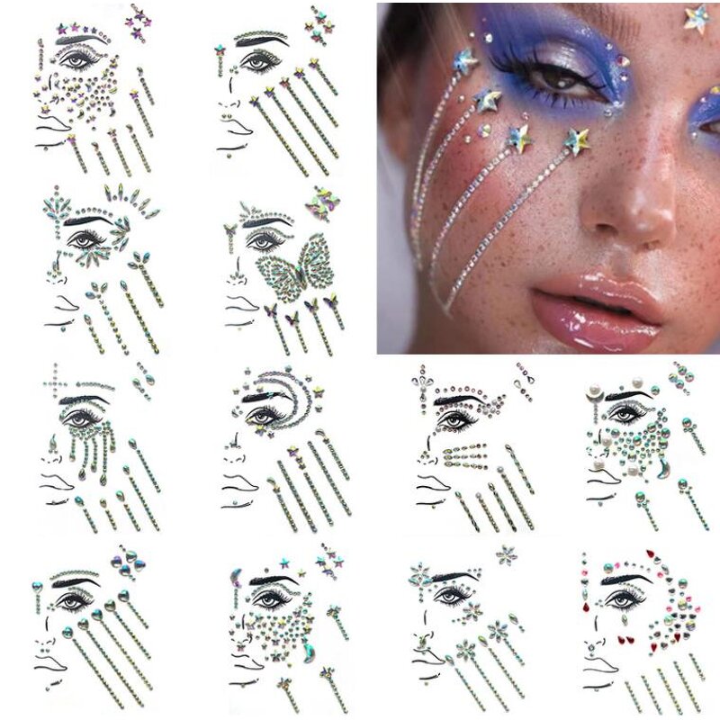 Face Gems Stickers Factory - OEM Temporary Tattoo Self Adhesive Crystal