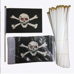 Pirate Flag Factory - OEM Mini Ghost Crossbones Jolly Roger Hand Held
