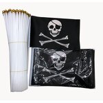 Pirate Flag Factory - OEM Mini Ghost Crossbones Jolly Roger Hand Held