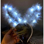 Led Bunny Ear Headband Factory - OEM Feather Light up Rabbit Hair Hoop