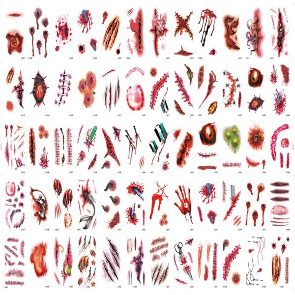 Tattoo Stickers Factory - OEM Zombie Blood Scars Realistic Wound Props