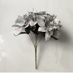 Christmas Ornaments Factory - OEM Artificial Poinsettia Flowers Glitter Bouquet