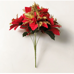 Christmas Ornaments Factory - OEM Artificial Poinsettia Flowers Glitter Bouquet
