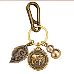 Feng Shui Keychain Factory - OEM Brass Lucky Leaf Fu Gourd Charms