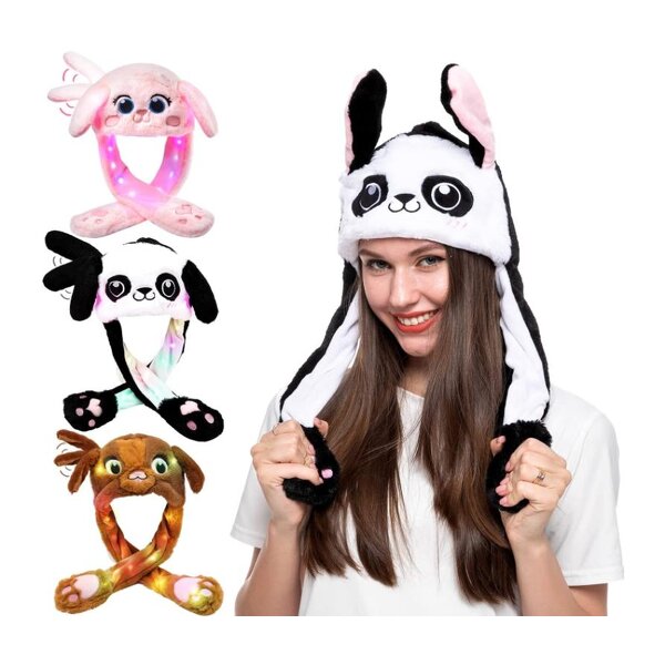 Led Animal Hat Factory - OEM Wild Moving Ears Plush Cute Light up Cap