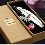 Metal Bookmark Factory - OEM Vintage Feather Butterfly Glass Ball Pendant