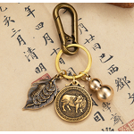 Feng Shui Keychain Factory - OEM Brass Lucky Leaf Fu Gourd Charms