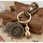 Feng Shui Keychain Factory - OEM Brass Lucky Leaf Fu Gourd Charms