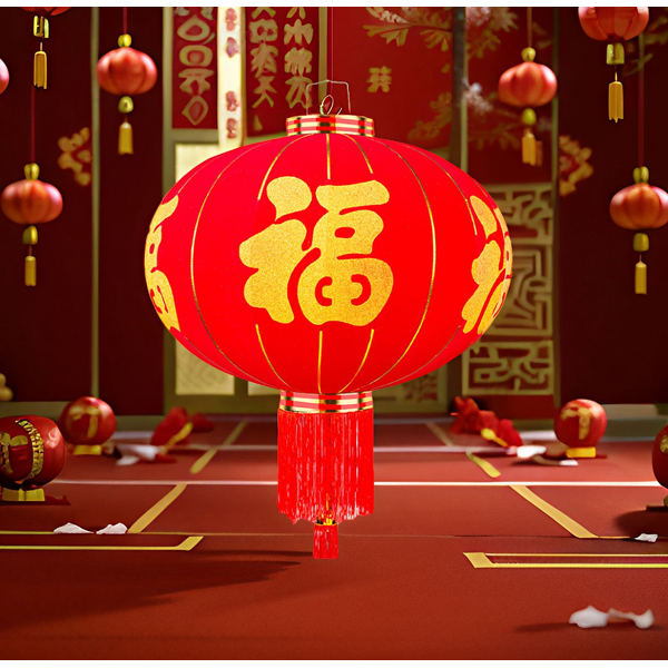 Red Lantern Factory - Bulk Wholesale Flocking Cloth Hanging Decor