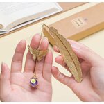 Metal Bookmark Factory - OEM Vintage Feather Butterfly Glass Ball Pendant