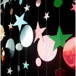 Star Garland Factory - OEM 4m Metallic Glitter Moon Circle Dot Streamers