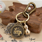 Feng Shui Keychain Factory - OEM Brass Lucky Leaf Fu Gourd Charms