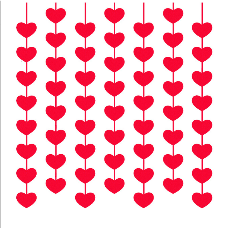 Heart Garland Factory - OEM 3m Red Felt Valentines Day Hanging String