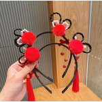 Hair Headband Factory - OEM Cute Pom Pom Ball Chinese New Year Hoop