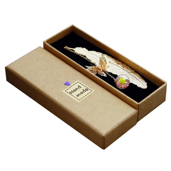 Metal Bookmark Factory - OEM Vintage Feather Butterfly Glass Ball Pendant