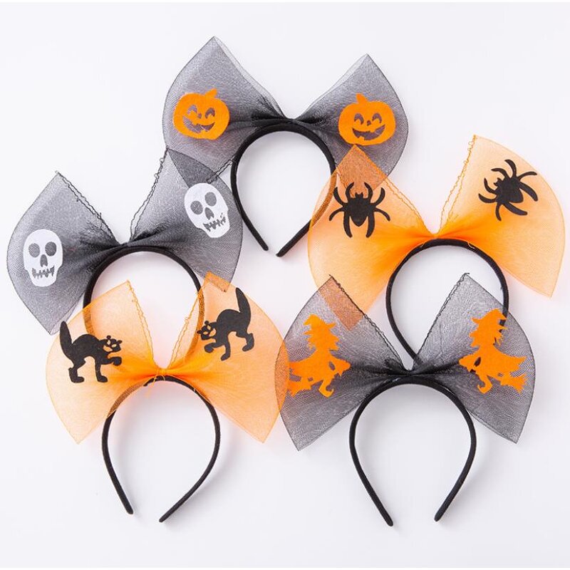 Halloween Headband Factory - OEM Spider Cat Ghost Mesh Bow Knot Hair Hoop