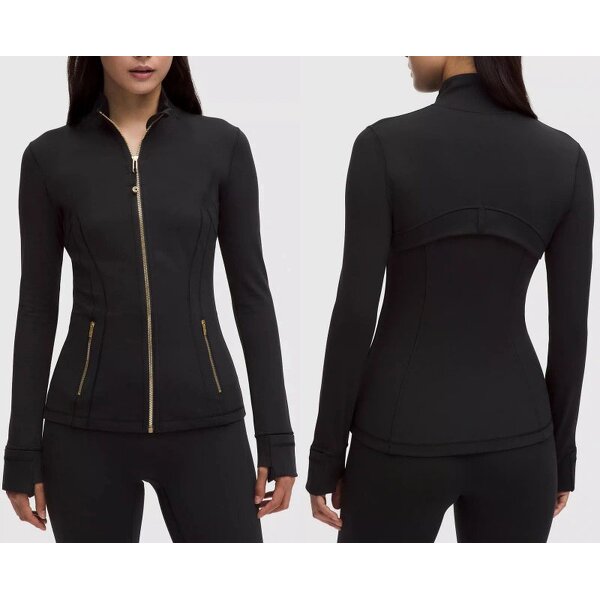 Workout Jacket Supplier - OEM/ODM Gold Zipper Seamless Breathable Nylon Spandex