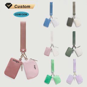 Keychain Wallet Supplier - OEM/ODM Custom Nylon Dual Pouch Clear Transparent Wristlet