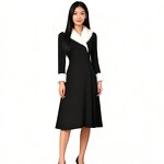 Women's Dresses Factory - OEM Christmas Long-Sleeve Fur-Collar Low-Cut Elegant