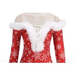Women's Dresses Factory - OEM Off Shoulder Fur Collar Snowflake Printed V-neck A-line