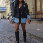 Women's Blazer Factory - OEM Casual Denim Patchwork Suit Jacket