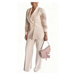 Women's Suit Set Factory - OEM Elegant Lace-Sleeve Blazer Pants Plus Size