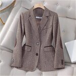 Women's Jacket Factory - OEM Fall Winter Sequin Korean Houndstooth Top Blazer