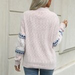 Women's Sweater Factory - OEM Christmas Knit Half-High Neck Snowflake Pattern