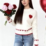Women's Sweater Factory - OEM Fall Winter Couple Heart-Print Loose Crew Neck Pullover