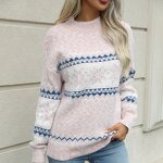 Women's Sweater Factory - OEM Christmas Knit Half-High Neck Snowflake Pattern