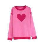 Women's Sweater Factory - OEM Fall Winter Color-Blocked Heart Round Neck Knit Top