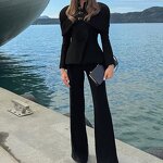 Women's Blazer Factory - OEM Fall Light Luxury Black Slim-Fit Waist-Defining